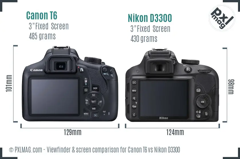 Canon T6 vs Nikon D3300 Screen and Viewfinder comparison Canon T6 vs Nikon D3300 Screen and Viewfinder comparison