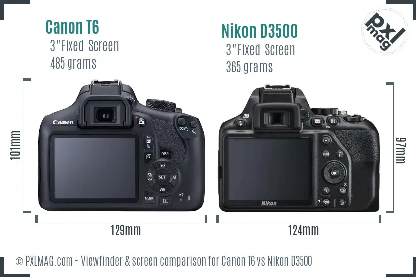 Canon T6 vs Nikon D3500 Screen and Viewfinder comparison