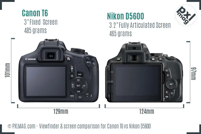 Canon T6 vs Nikon D5600 Screen and Viewfinder comparison