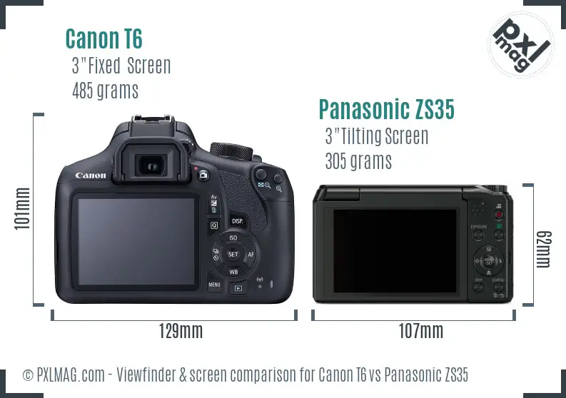 Canon T6 vs Panasonic ZS35 Screen and Viewfinder comparison