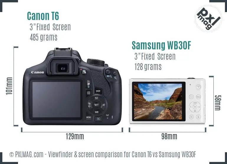 Canon T6 vs Samsung WB30F Screen and Viewfinder comparison