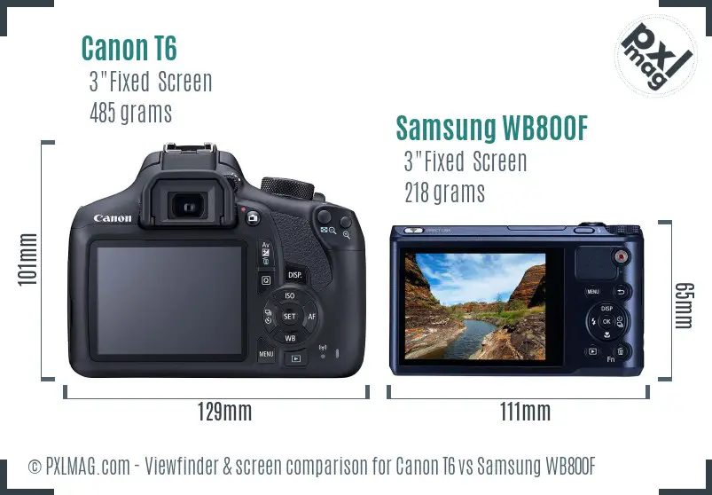 Canon T6 vs Samsung WB800F Screen and Viewfinder comparison
