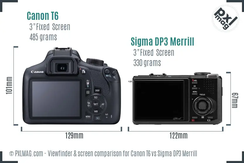 Canon T6 vs Sigma DP3 Merrill Screen and Viewfinder comparison