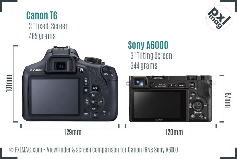 Canon T6 vs Sony A6000 Screen and Viewfinder comparison Canon T6 vs Sony A6000 Screen and Viewfinder comparison
