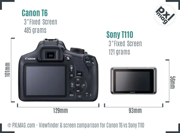 Canon T6 vs Sony T110 Screen and Viewfinder comparison