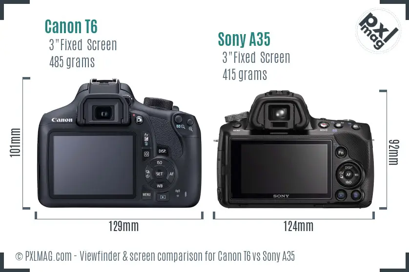 Canon T6 vs Sony A35 Screen and Viewfinder comparison