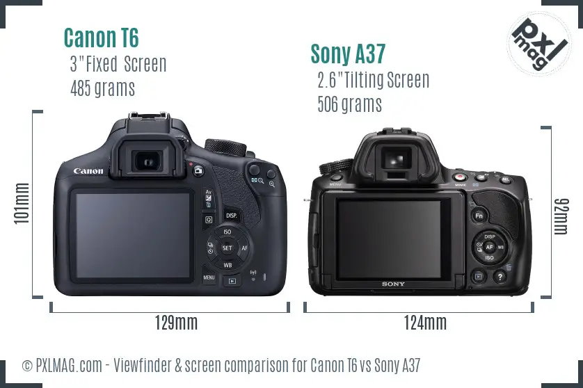 Canon T6 vs Sony A37 Screen and Viewfinder comparison