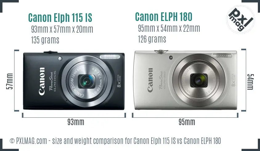 Canon Elph 115 IS vs Canon ELPH 180 size comparison
