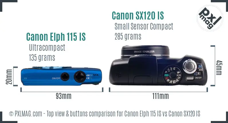 Top view design and control layout comparison of the two Canon cameras