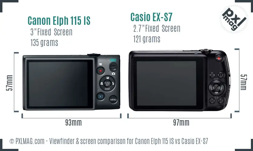 Canon Elph 115 IS vs Casio EX-S7 Screen and Viewfinder comparison Canon Elph 115 IS vs Casio EX-S7 Screen and Viewfinder comparison