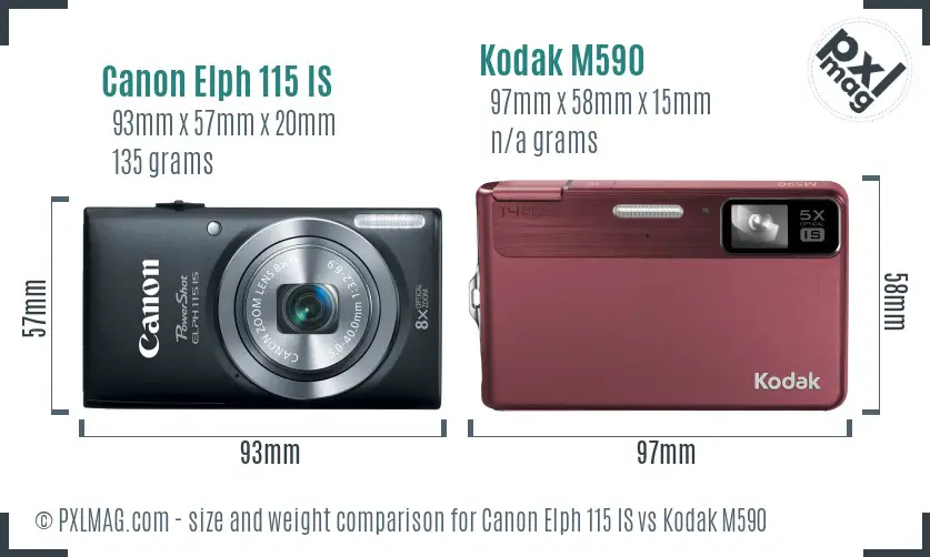 Canon Elph 115 IS vs Kodak M590 size comparison Canon Elph 115 IS vs Kodak M590 size comparison