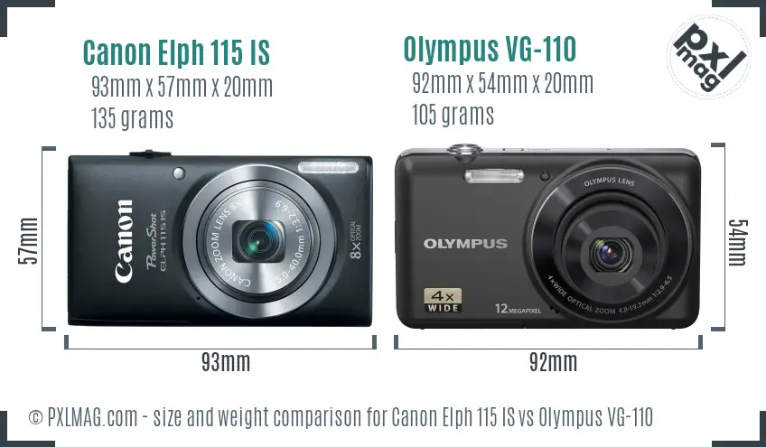 Canon Elph 115 IS vs Olympus VG-110 size comparison