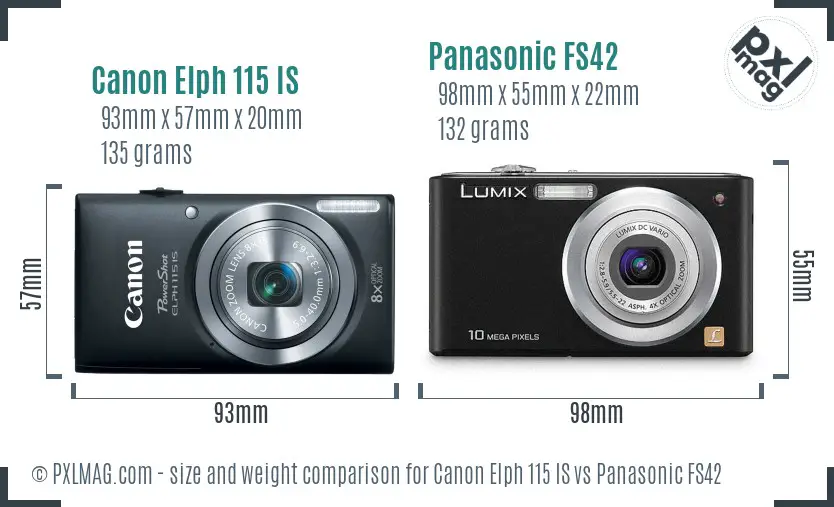 Canon Elph 115 IS vs Panasonic FS42 size comparison