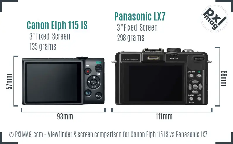 Canon Elph 115 IS vs Panasonic LX7 Screen and Viewfinder comparison Canon Elph 115 IS vs Panasonic LX7 Screen and Viewfinder comparison