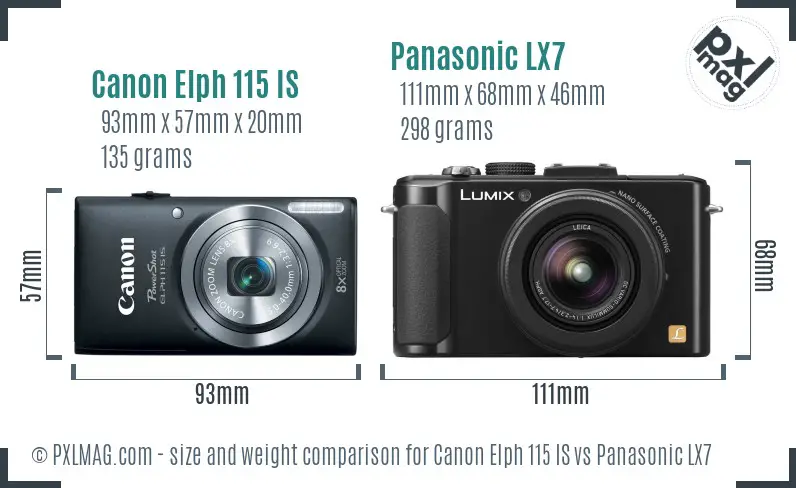 Canon Elph 115 IS vs Panasonic LX7 size comparison Canon Elph 115 IS vs Panasonic LX7 size comparison