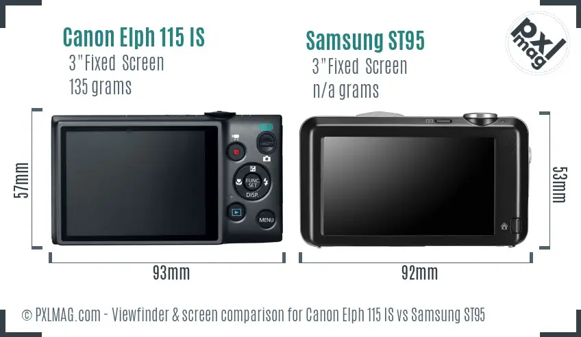 Canon Elph 115 IS vs Samsung ST95 Screen and Viewfinder comparison