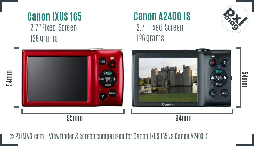 Canon IXUS 165 vs Canon A2400 IS Screen and Viewfinder comparison