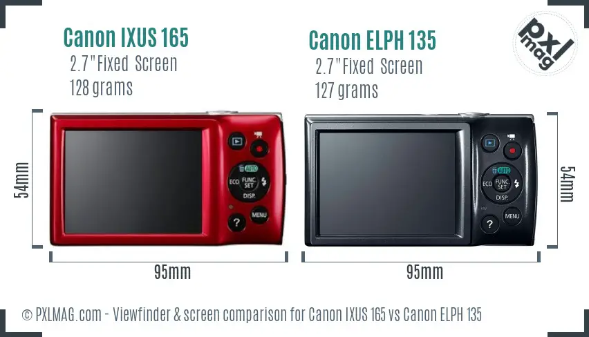 Canon IXUS 165 vs Canon ELPH 135 Screen and Viewfinder comparison Canon IXUS 165 vs Canon ELPH 135 Screen and Viewfinder comparison
