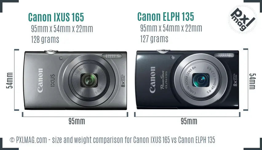 Canon IXUS 165 vs Canon ELPH 135 size comparison Canon IXUS 165 vs Canon ELPH 135 size comparison