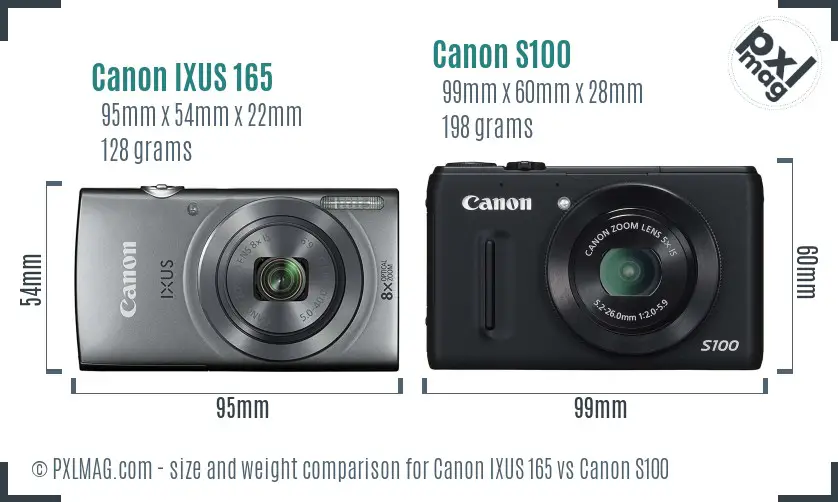 Canon IXUS 165 vs Canon S100 size comparison Canon IXUS 165 vs Canon S100 size comparison