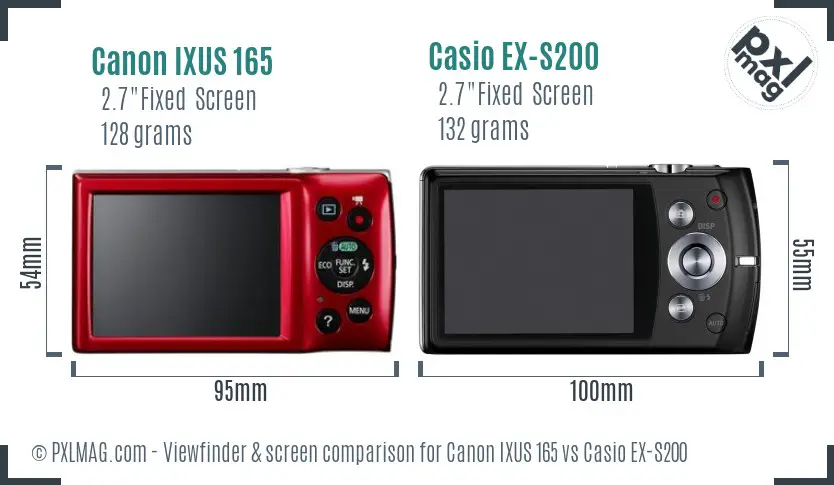 Canon IXUS 165 vs Casio EX-S200 Screen and Viewfinder comparison Canon IXUS 165 vs Casio EX-S200 Screen and Viewfinder comparison