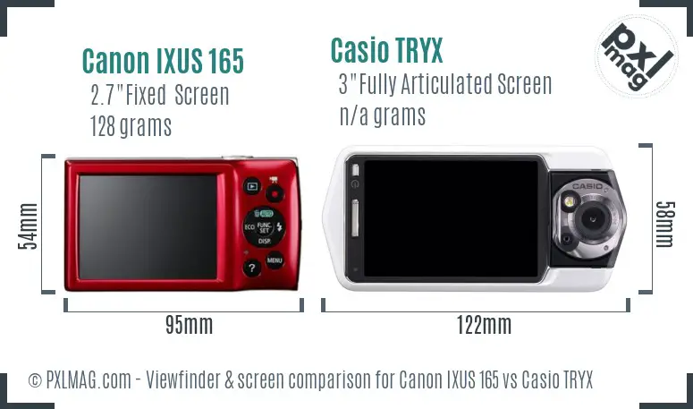 Canon IXUS 165 vs Casio TRYX Screen and Viewfinder comparison