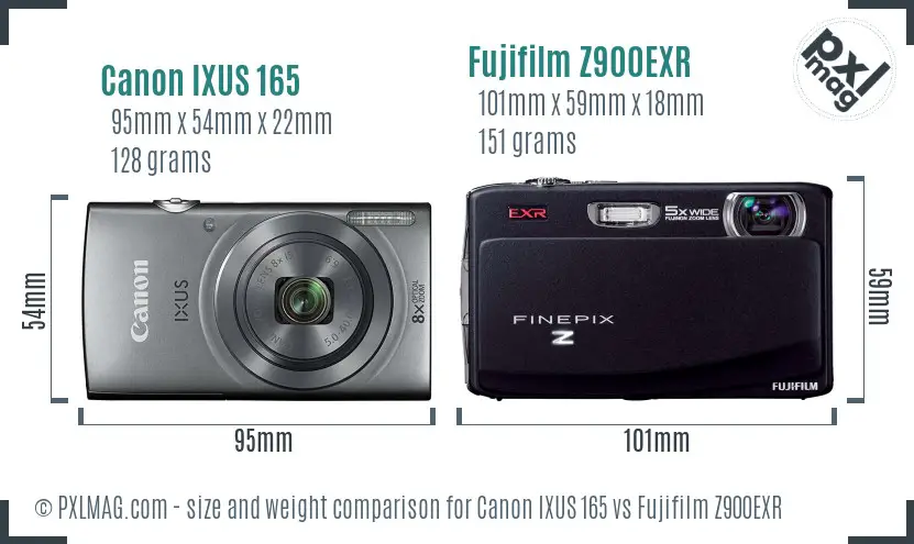 Canon IXUS 165 vs Fujifilm Z900EXR size comparison