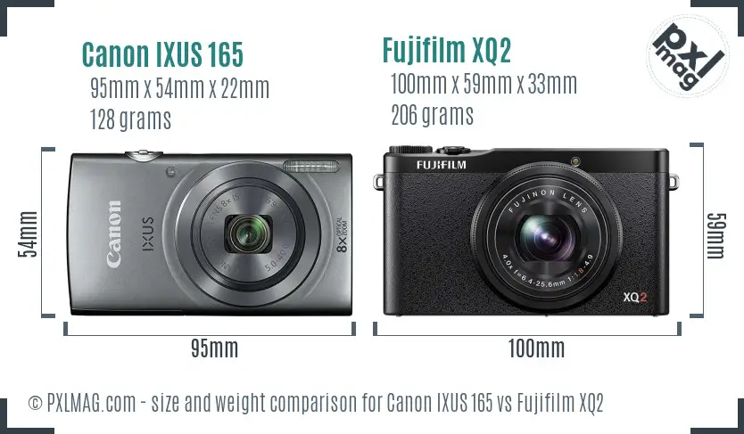 Canon IXUS 165 vs Fujifilm XQ2 size comparison