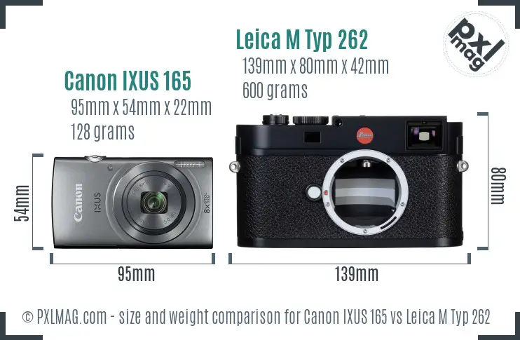 Canon IXUS 165 vs Leica M Typ 262 size comparison
