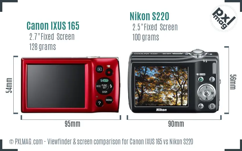 Canon IXUS 165 vs Nikon S220 Screen and Viewfinder comparison Canon IXUS 165 vs Nikon S220 Screen and Viewfinder comparison
