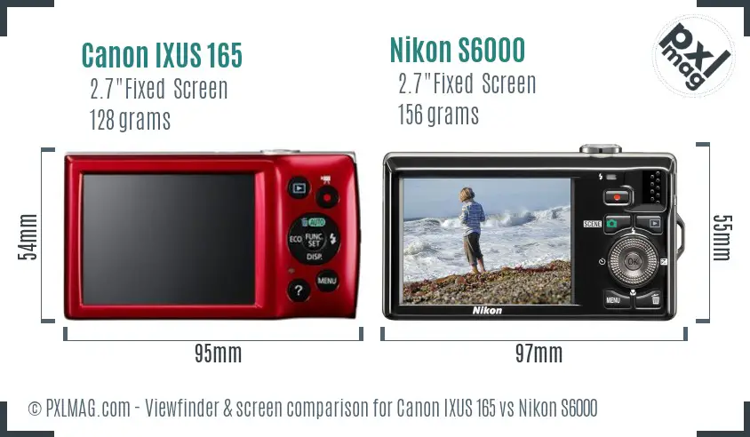 Canon IXUS 165 vs Nikon S6000 Screen and Viewfinder comparison Canon IXUS 165 vs Nikon S6000 Screen and Viewfinder comparison
