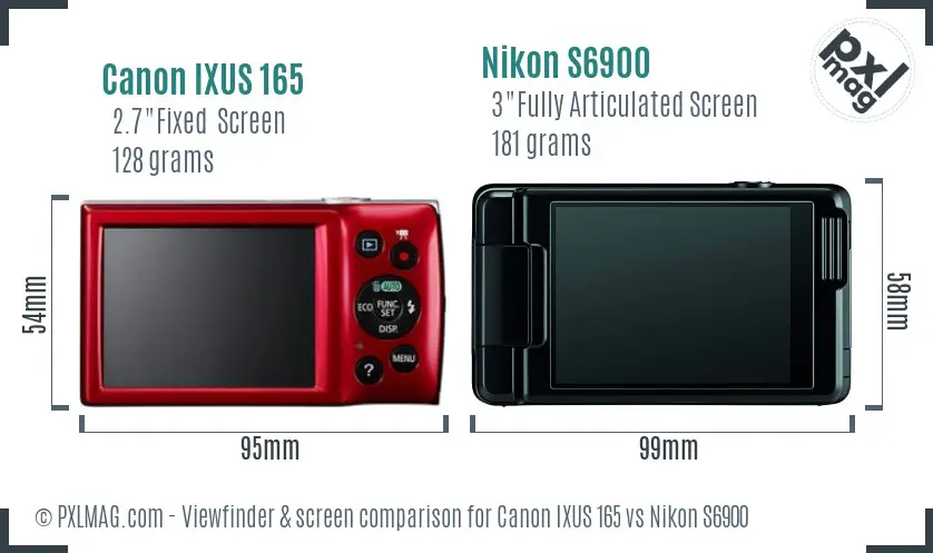 Canon IXUS 165 vs Nikon S6900 Screen and Viewfinder comparison