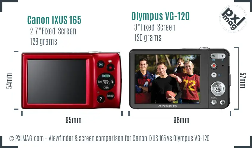 Canon IXUS 165 vs Olympus VG-120 Screen and Viewfinder comparison Canon IXUS 165 vs Olympus VG-120 Screen and Viewfinder comparison