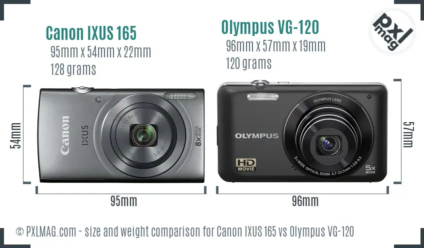 Canon IXUS 165 vs Olympus VG-120 size comparison Canon IXUS 165 vs Olympus VG-120 size comparison
