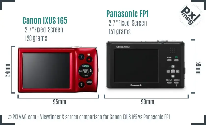 Canon IXUS 165 vs Panasonic FP1 Screen and Viewfinder comparison