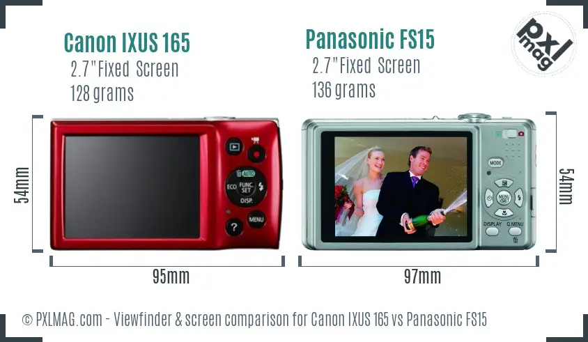 Canon IXUS 165 vs Panasonic FS15 Screen and Viewfinder comparison Canon IXUS 165 vs Panasonic FS15 Screen and Viewfinder comparison