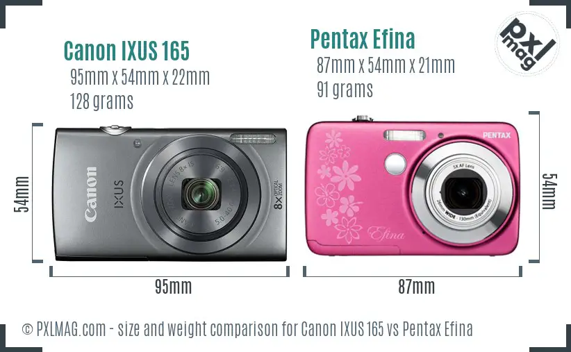 Canon IXUS 165 vs Pentax Efina size comparison Canon IXUS 165 vs Pentax Efina size comparison