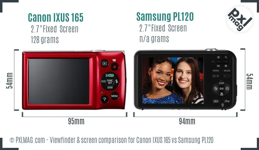 Canon IXUS 165 vs Samsung PL120 Screen and Viewfinder comparison Canon IXUS 165 vs Samsung PL120 Screen and Viewfinder comparison