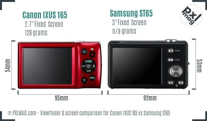 Canon IXUS 165 vs Samsung ST65 Screen and Viewfinder comparison Canon IXUS 165 vs Samsung ST65 Screen and Viewfinder comparison