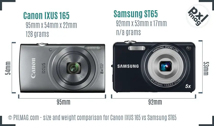 Canon IXUS 165 vs Samsung ST65 size comparison Canon IXUS 165 vs Samsung ST65 size comparison