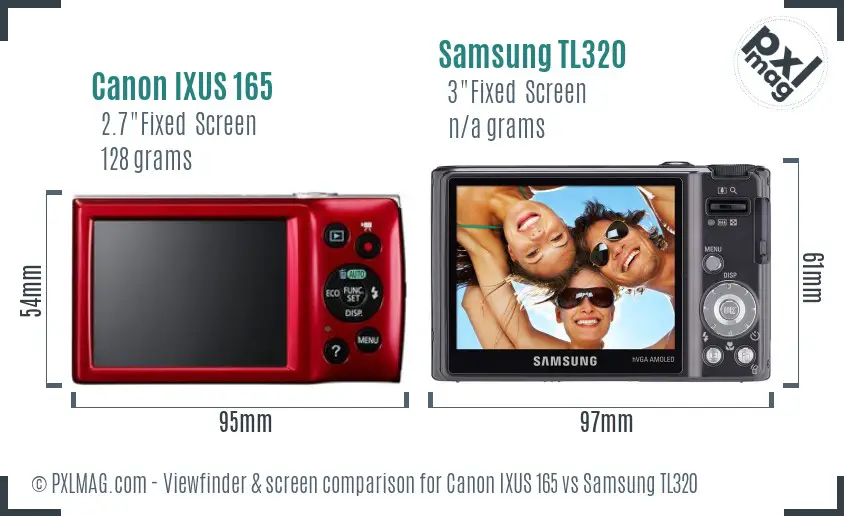 Canon IXUS 165 vs Samsung TL320 Screen and Viewfinder comparison Canon IXUS 165 vs Samsung TL320 Screen and Viewfinder comparison