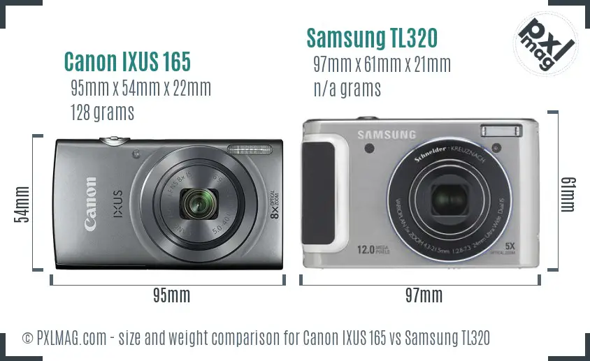 Canon IXUS 165 vs Samsung TL320 size comparison Canon IXUS 165 vs Samsung TL320 size comparison