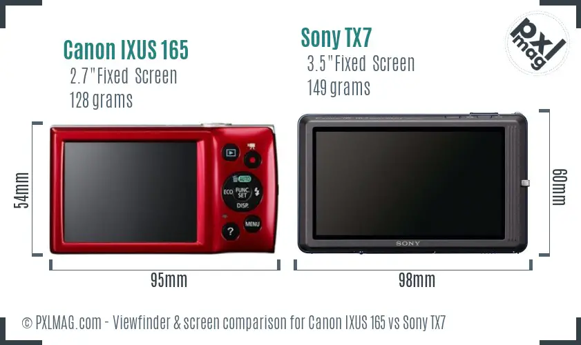 Canon IXUS 165 vs Sony TX7 Screen and Viewfinder comparison Canon IXUS 165 vs Sony TX7 Screen and Viewfinder comparison