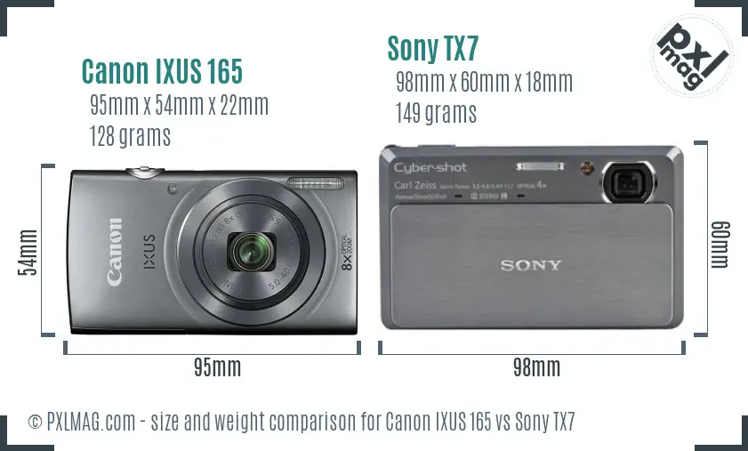 Canon IXUS 165 vs Sony TX7 size comparison Canon IXUS 165 vs Sony TX7 size comparison
