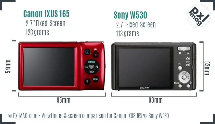 Canon IXUS 165 vs Sony W530 Screen and Viewfinder comparison Canon IXUS 165 vs Sony W530 Screen and Viewfinder comparison