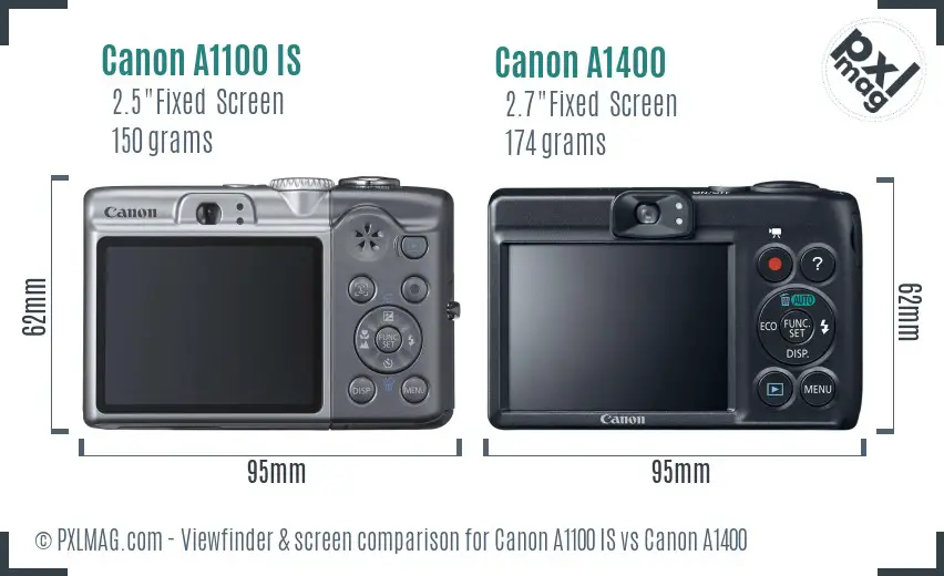 Canon A1100 IS vs Canon A1400 Screen and Viewfinder comparison