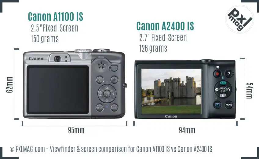 Canon A1100 IS vs Canon A2400 IS Screen and Viewfinder comparison