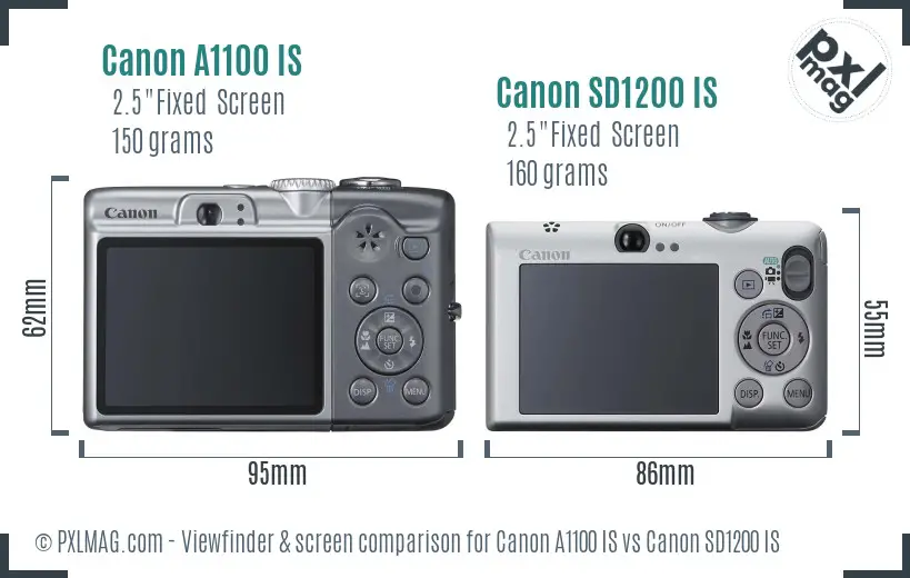 Canon A1100 IS vs Canon SD1200 IS Screen and Viewfinder comparison Canon A1100 IS vs Canon SD1200 IS Screen and Viewfinder comparison