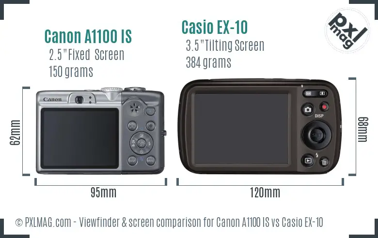 Canon A1100 IS vs Casio EX-10 Screen and Viewfinder comparison