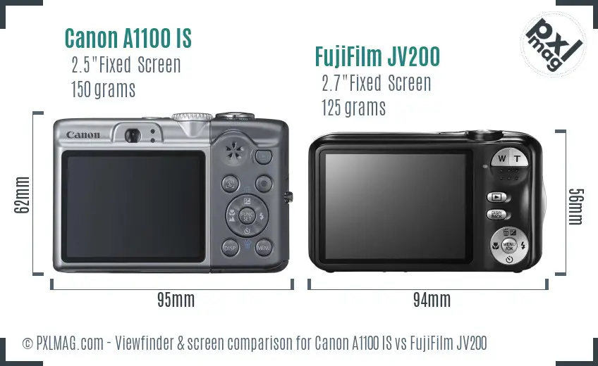 Canon A1100 IS vs FujiFilm JV200 Screen and Viewfinder comparison Canon A1100 IS vs FujiFilm JV200 Screen and Viewfinder comparison